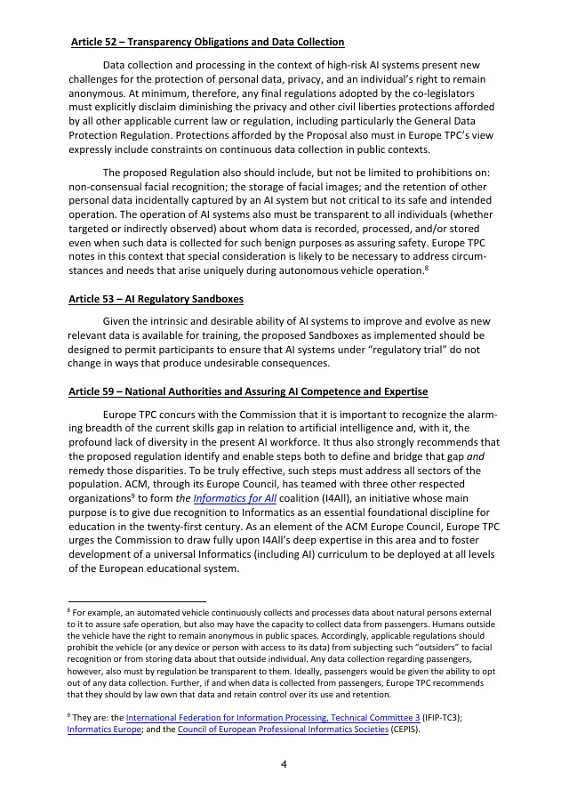 Page 4 of Comments on the proposed AI Act