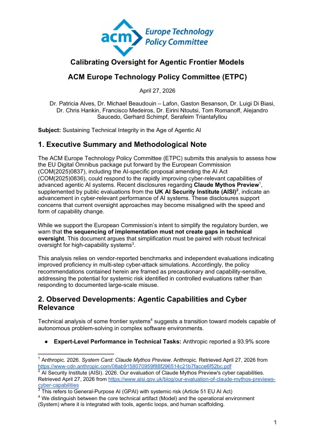 Page 1 of Calibrating oversight of agentic frontier models