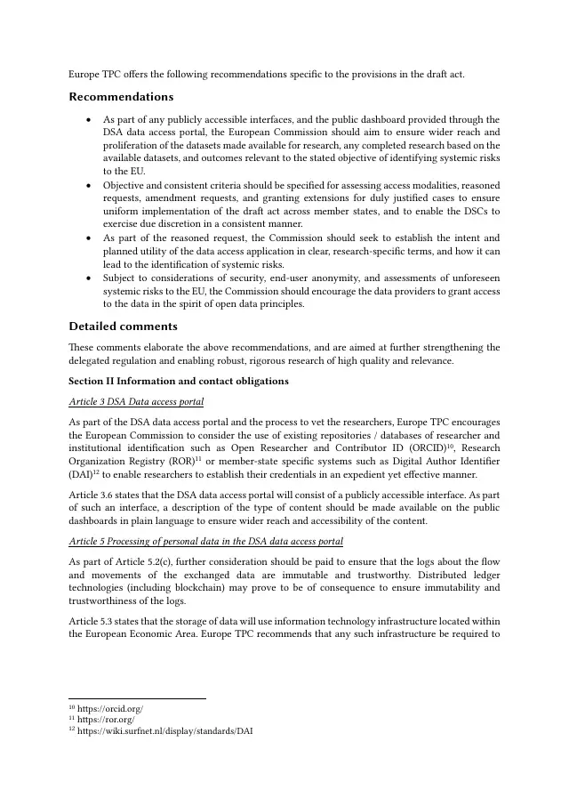 Page 2 of Digital Services Act delegated-regulation comments