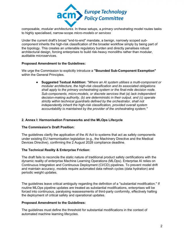 Page 2 of High-risk AI classification guidelines response