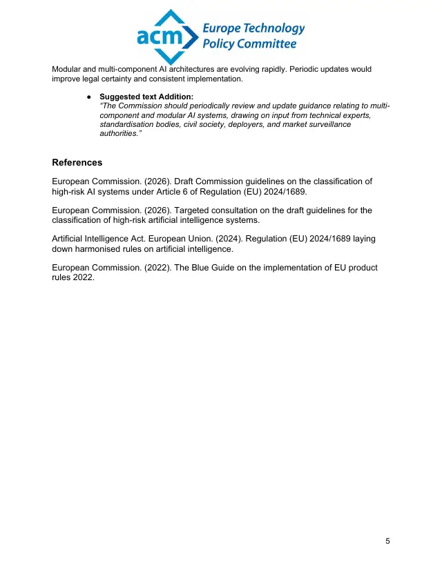 Page 5 of High-risk AI classification guidelines response