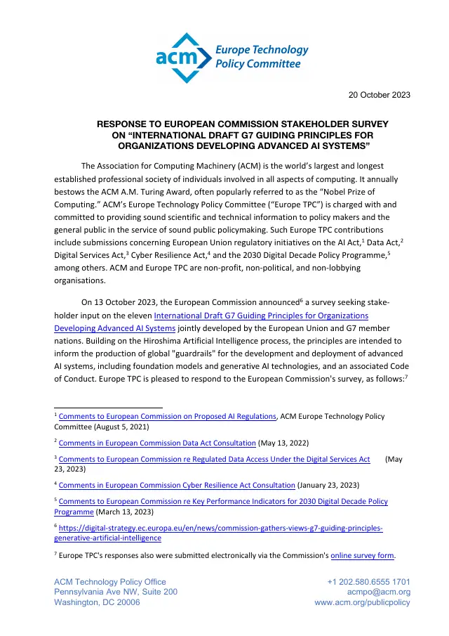 Page 1 of ETPC survey responses