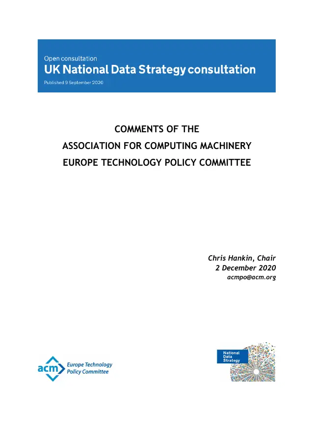 Page 1 of UK National Data Strategy comments