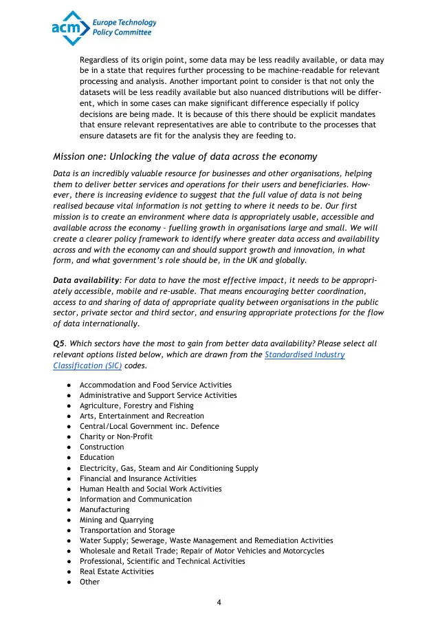 Page 4 of UK National Data Strategy comments