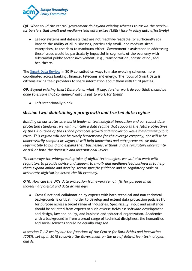 Page 6 of UK National Data Strategy comments