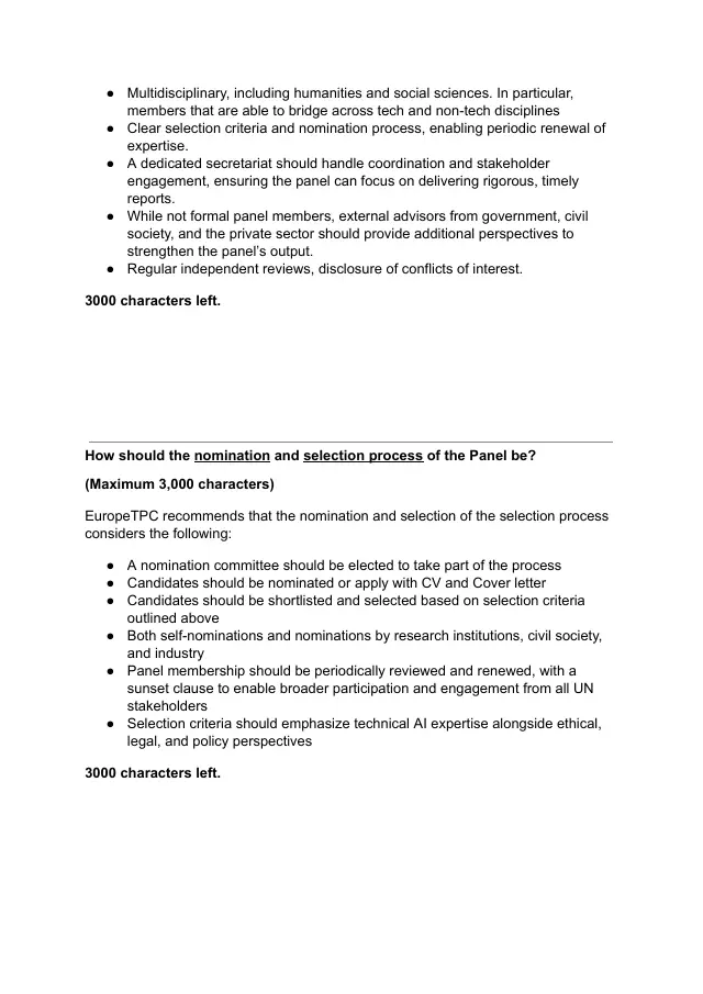 Page 3 of Independent International Scientific Panel on AI consultation