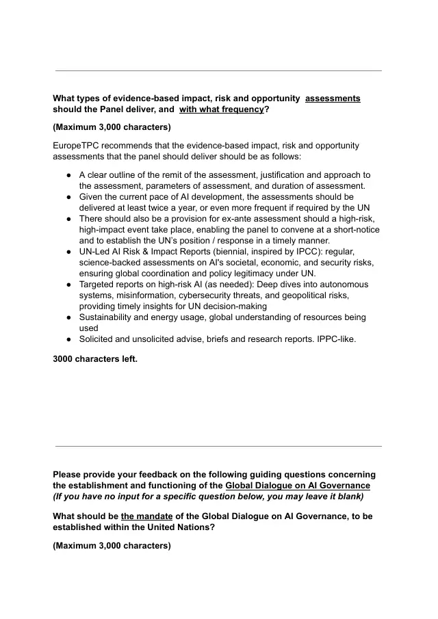 Page 4 of Independent International Scientific Panel on AI consultation
