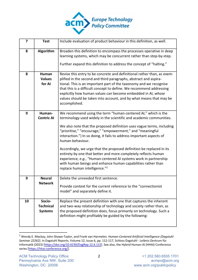 Page 2 of EU–US TTC AI taxonomy comments