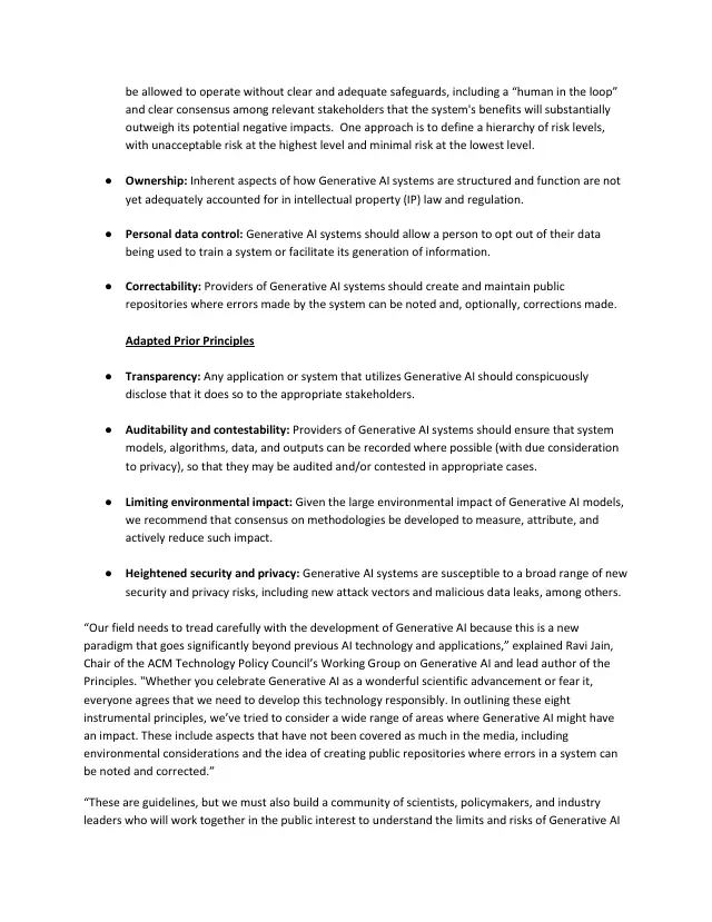 Page 2 of Principles for the Development, Deployment, and Use of Generative AI Technologies