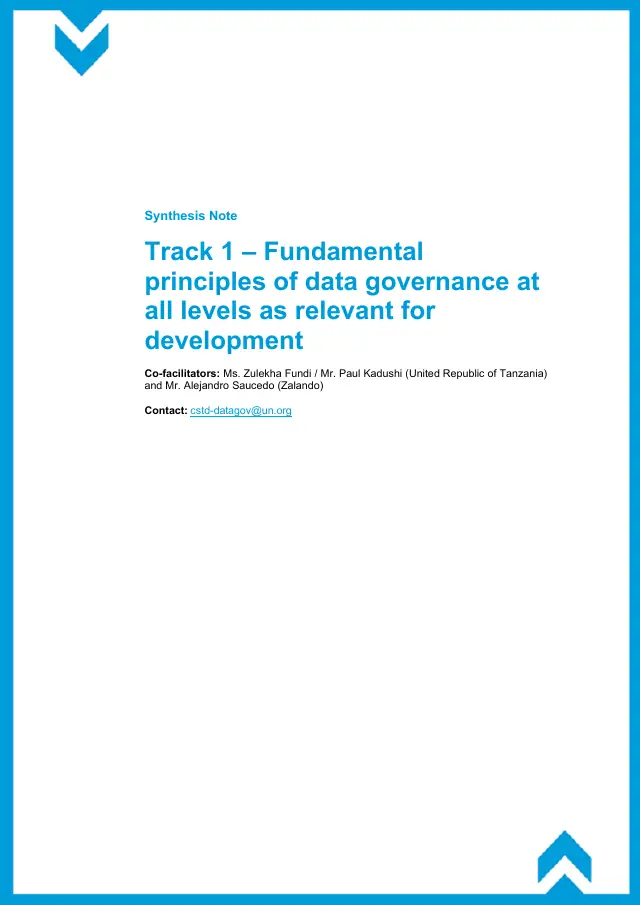 Page 1 of UN data governance principles: synthesis note