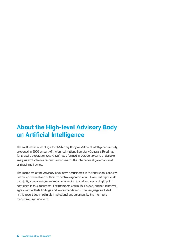 Page 4 of Governing AI for Humanity: final report