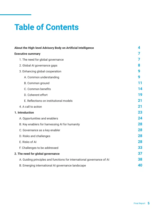 Page 5 of Governing AI for Humanity: final report