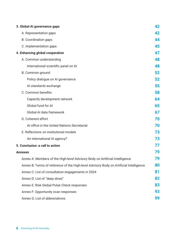 Page 6 of Governing AI for Humanity: final report
