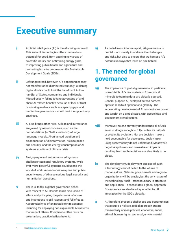 Page 7 of Governing AI for Humanity: final report