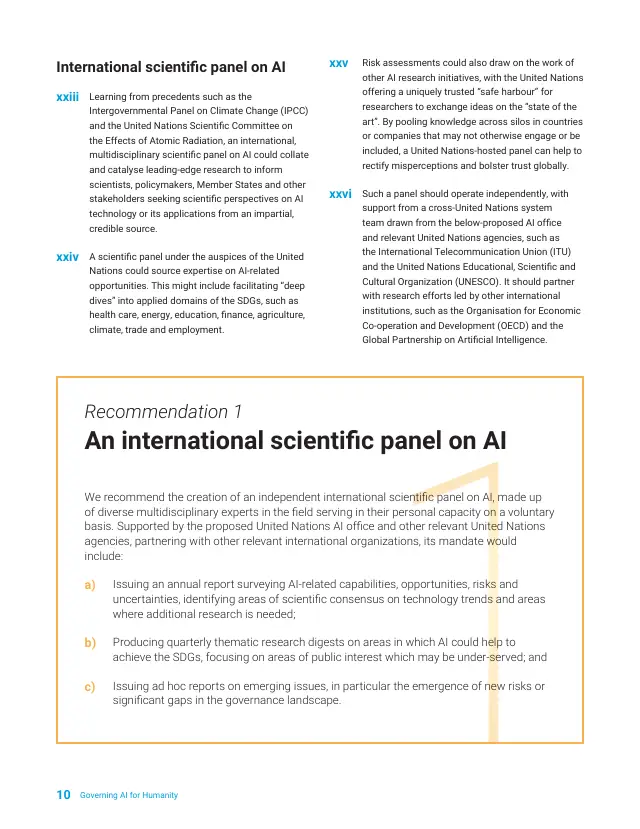 Page 10 of Governing AI for Humanity: final report