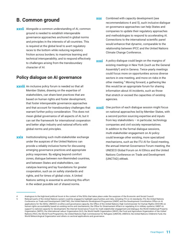 Page 11 of Governing AI for Humanity: final report
