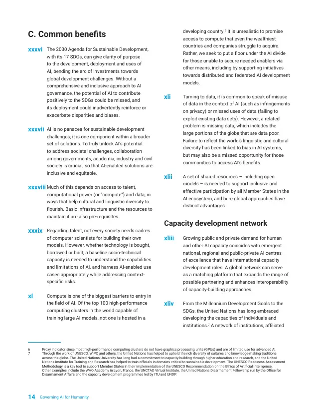 Page 14 of Governing AI for Humanity: final report