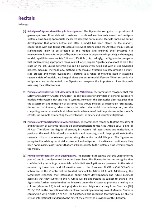 Page 3 of GPAI Code of Practice: Safety and Security chapter