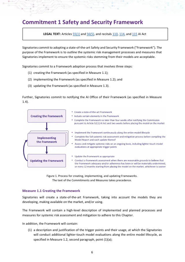 Page 6 of GPAI Code of Practice: Safety and Security chapter