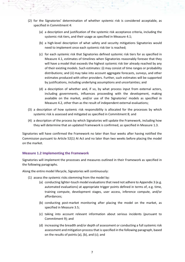 Page 7 of GPAI Code of Practice: Safety and Security chapter