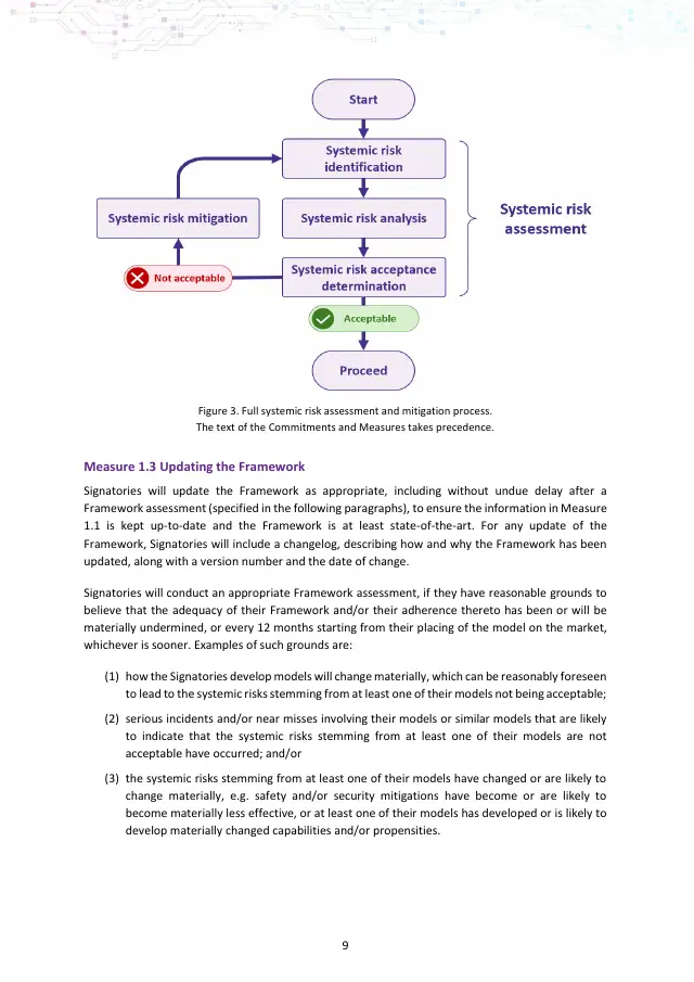 Page 9 of GPAI Code of Practice: Safety and Security chapter