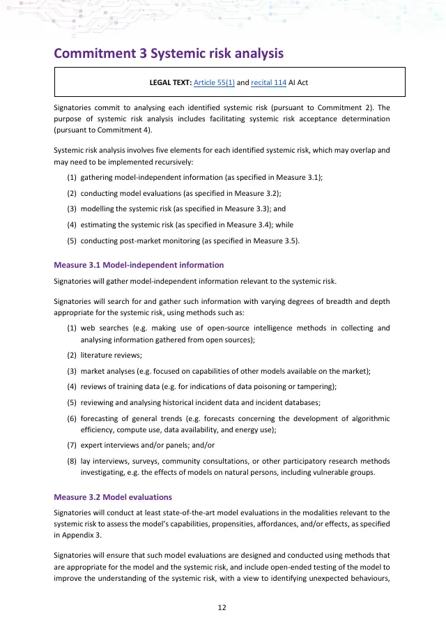 Page 12 of GPAI Code of Practice: Safety and Security chapter