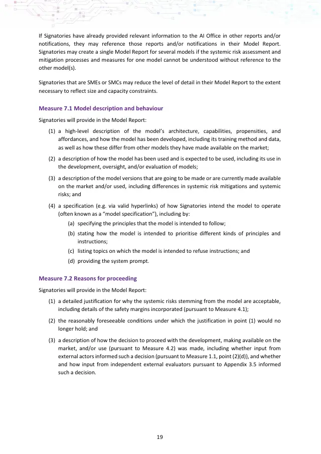 Page 19 of GPAI Code of Practice: Safety and Security chapter