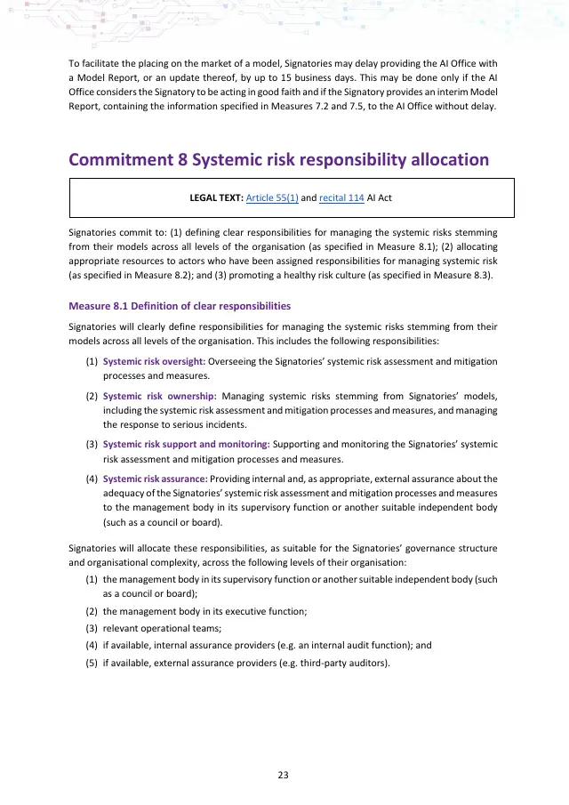 Page 23 of GPAI Code of Practice: Safety and Security chapter