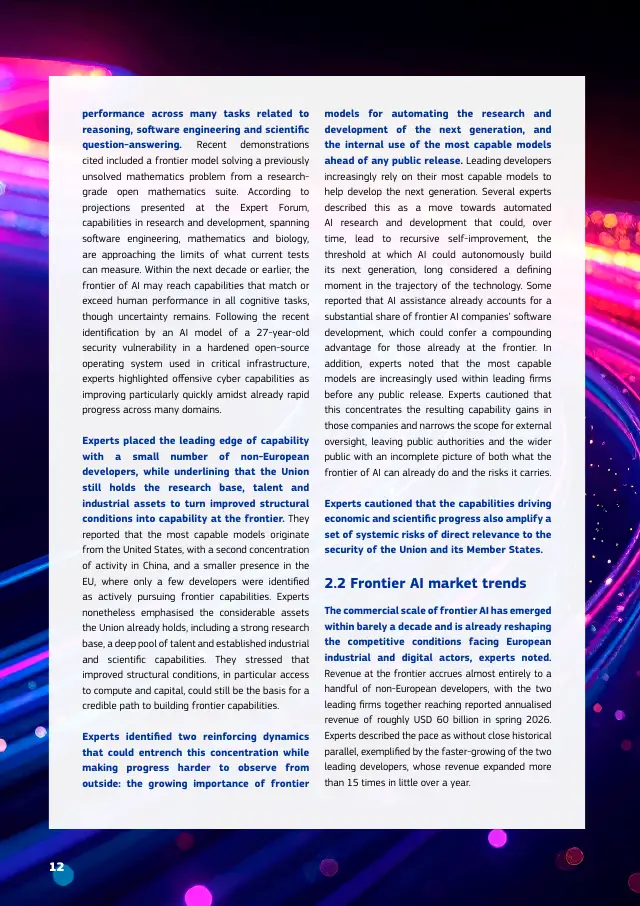 Page 12 of Frontier AI expert findings: competitiveness, sovereignty and security