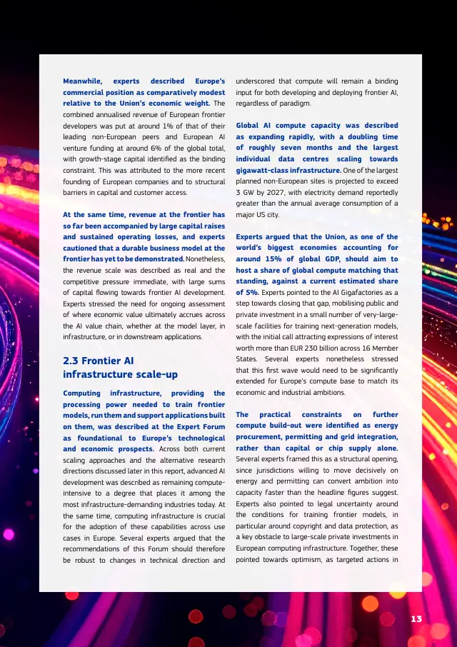 Page 13 of Frontier AI expert findings: competitiveness, sovereignty and security