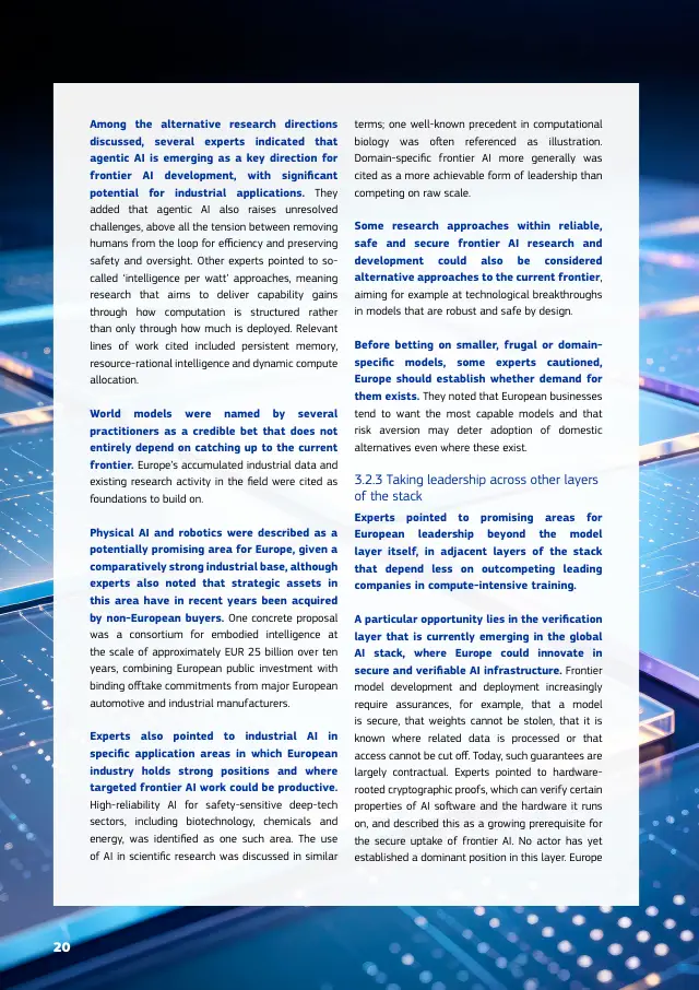 Page 20 of Frontier AI expert findings: competitiveness, sovereignty and security
