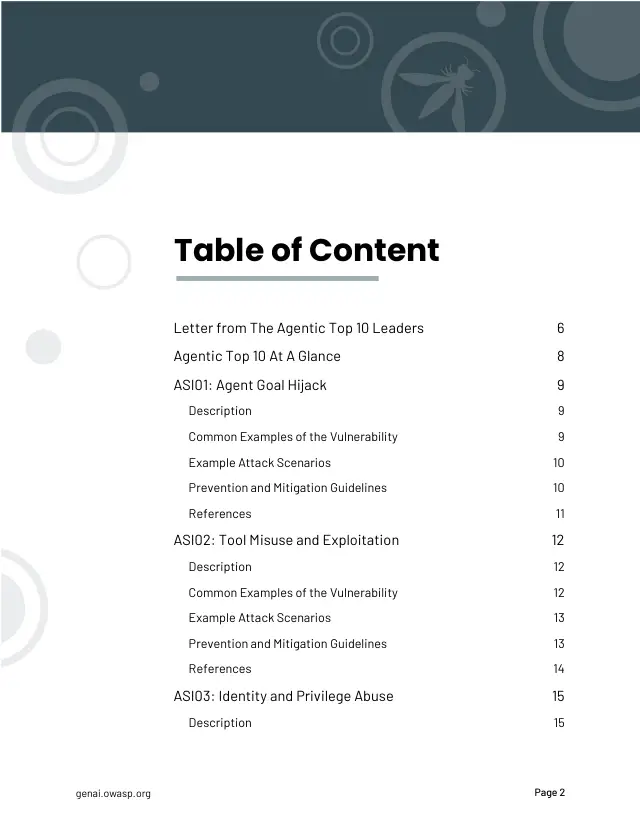 Page 3 of OWASP Top 10 for Agentic Applications 2026