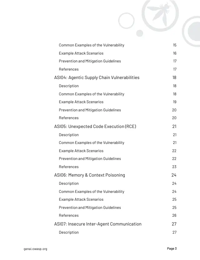 Page 4 of OWASP Top 10 for Agentic Applications 2026