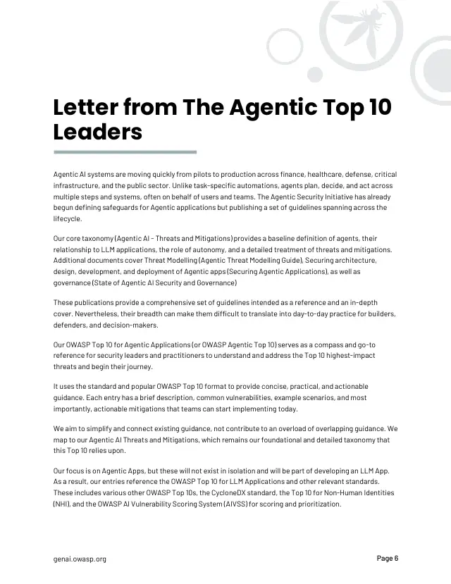 Page 7 of OWASP Top 10 for Agentic Applications 2026