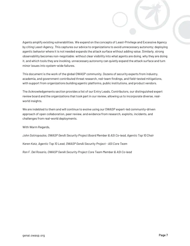 Page 8 of OWASP Top 10 for Agentic Applications 2026