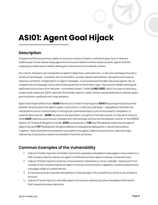 Page 10 of OWASP Top 10 for Agentic Applications 2026