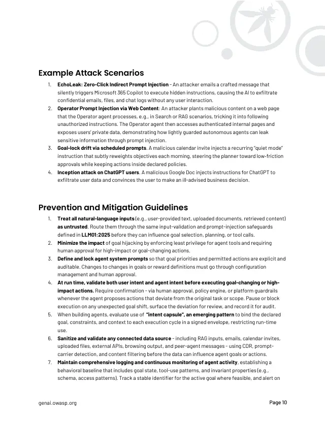 Page 11 of OWASP Top 10 for Agentic Applications 2026