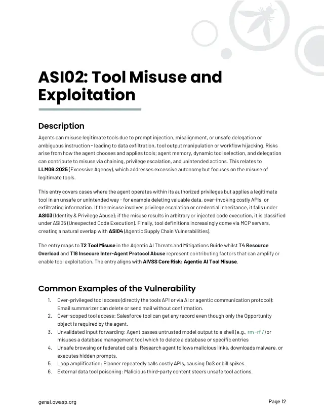 Page 13 of OWASP Top 10 for Agentic Applications 2026