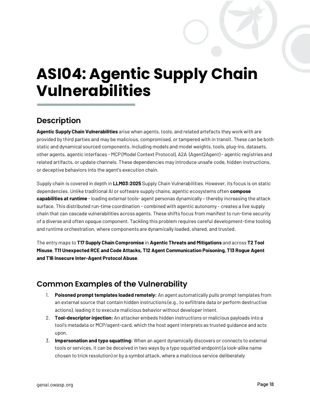 Page 19 of OWASP Top 10 for Agentic Applications 2026