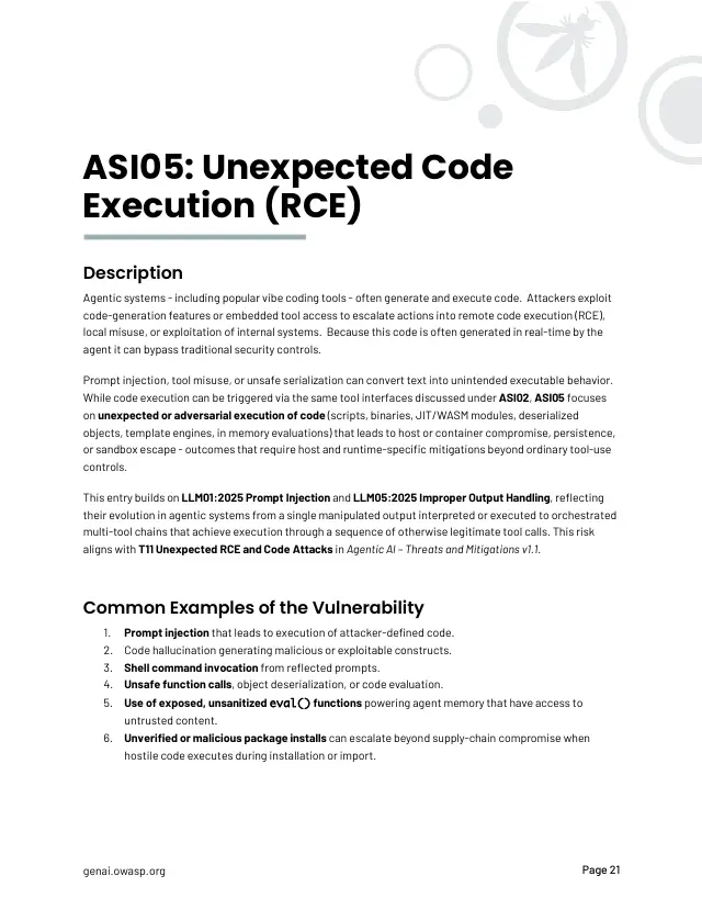 Page 22 of OWASP Top 10 for Agentic Applications 2026