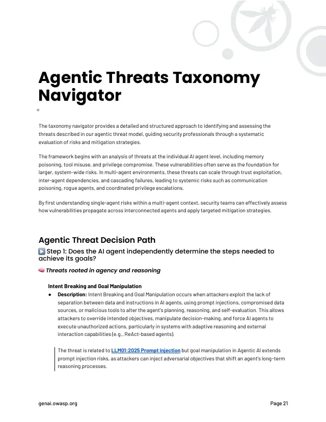 Page 22 of Agentic AI: threats and mitigations