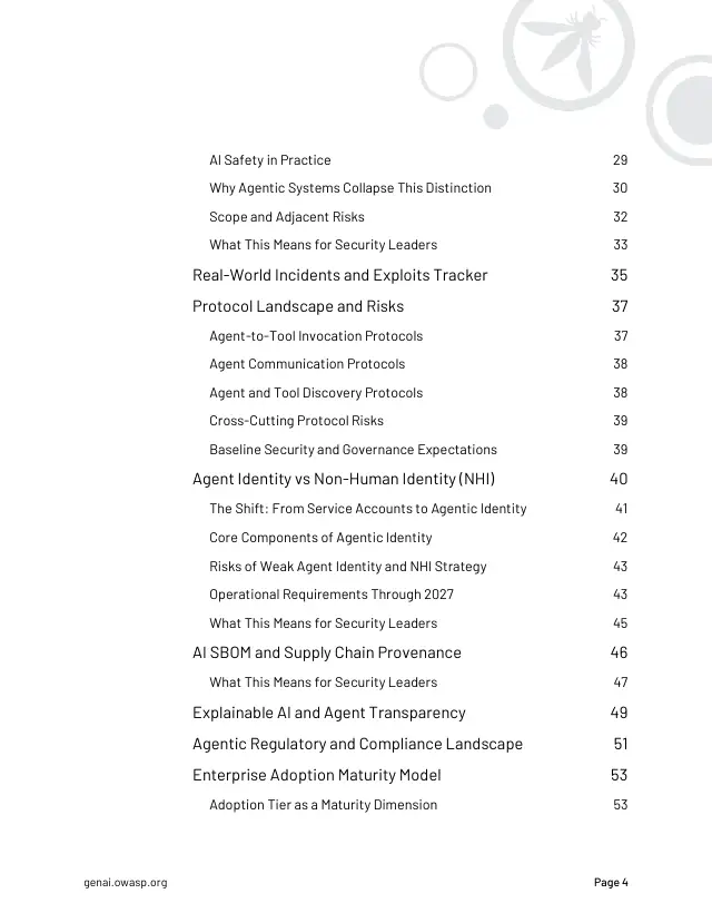 Page 4 of State of Agentic AI Security and Governance 2.01